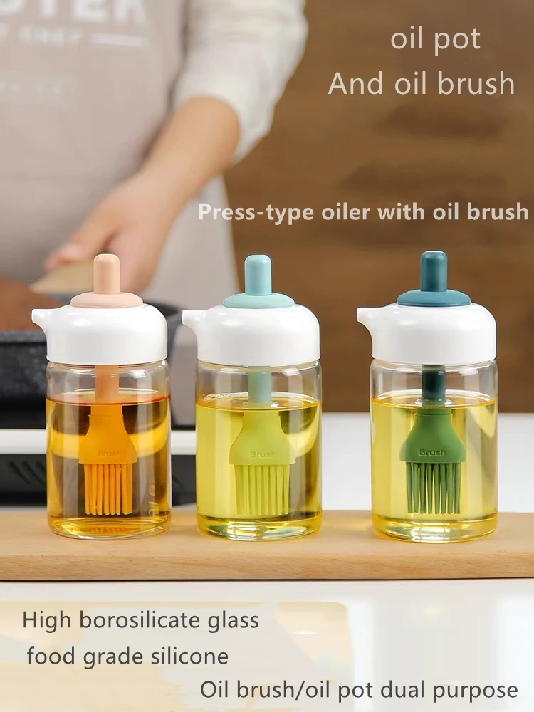 Silicone Oil Brush Bottle Kitchen High Temperature Barbecue Brush Household Oil Bottle Food Grade Oil Bottle Brush Artifact