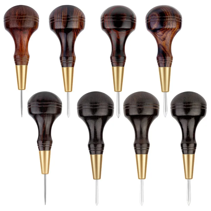 

LMDZ 1PC Sandalwood Handle Leathercraft Stitching Awl Leather Punching Awl Tool DIY Handmade Leather Sewing Tool
