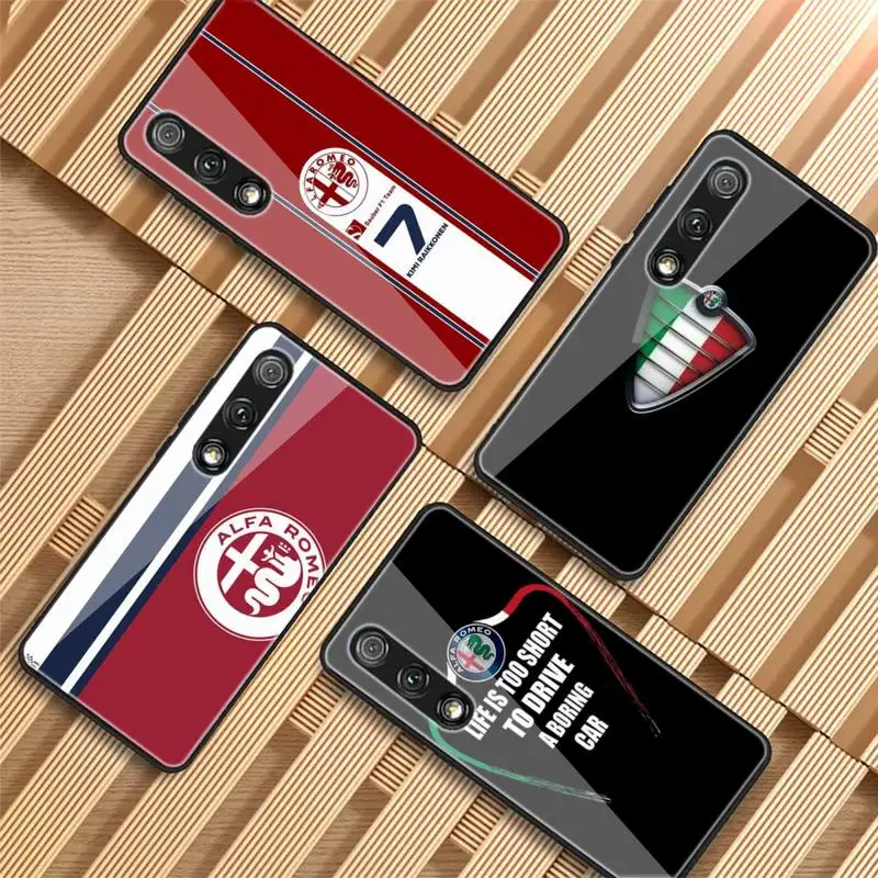 

Alfa Italy Fashion Car Phone Case Tempered Glass For Huawei P9 10 10plus 20 20Pro 30mate9 10 20 20Pro Honor8X 9 10 V10 Nova3I 5