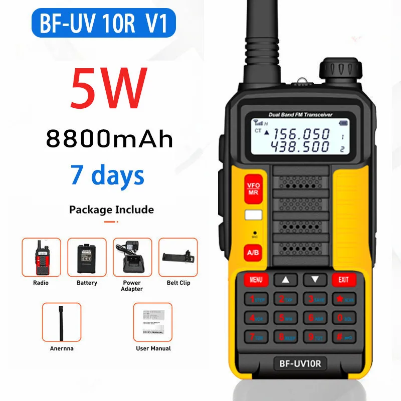 

10W Portable High Power Walkie-Talkie UV-10R 50km VHF UHF Dual Band Two Way CB Ham Radio Transceiver UV5R Upgraded
