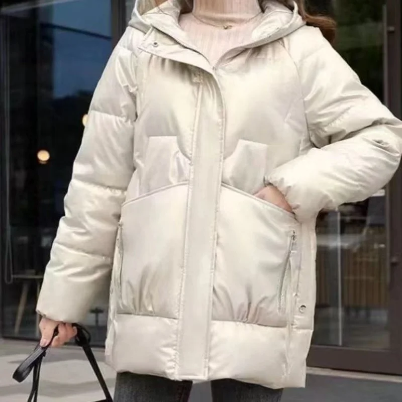 Oversized 2023 New Long Sleeve Winter Jacket Hooded Parka Down Cotton Jacket Thicker Warm Outerwear Snowsuit Winter Coat