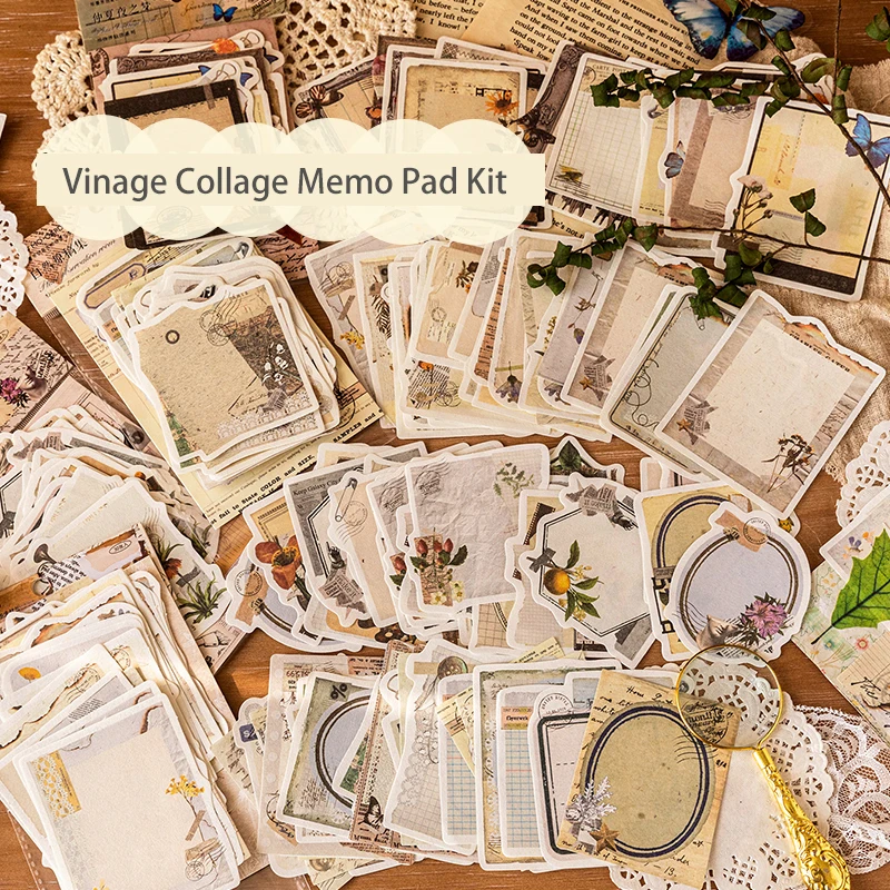 

Journamm 30pcs/pack Aesthetics Decor Memo Pad for Junk Journal DIY Scrapbooking Collage Stationery Planner Creative Notes Paper