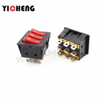 4pcs kcd4 12v 220vtriple red with light 9 feet 2 gears boat switch kcd3 303 3 in 1 combination rocker 15a home power switch