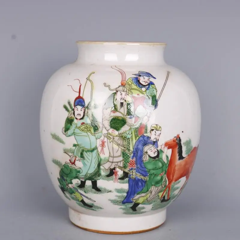 

Qing Dynasty Kangxi Ancient Figure Pattern Jar Hand Painted Antique Porcelain Home Furnishings Antique Collection