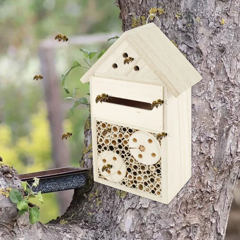 

Garden Wooden Insect House Insect Bee House Outdoor Wooden Insect Bee House Wood Bug Room Shelter Nesting Box Decoration