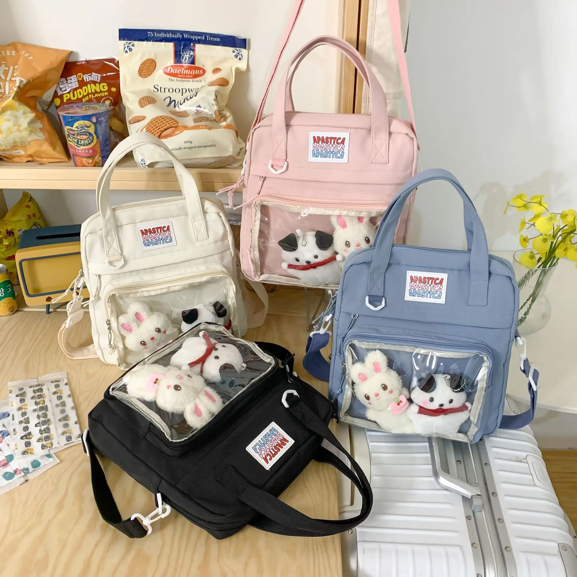 

Прозрачная сумка для девушек, милая вместительная сумочка через плечо с милым бантом для кукол