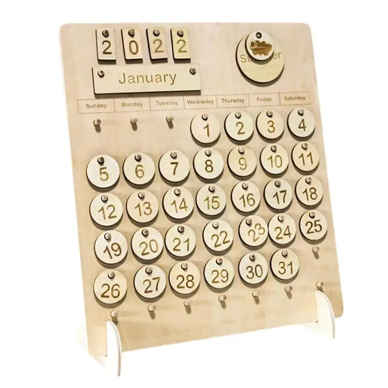 

Wood Toy Calendar Wooden Children Early Education Clander Montessori Toy For Kids Learning Seasons Months And Days Of The Year