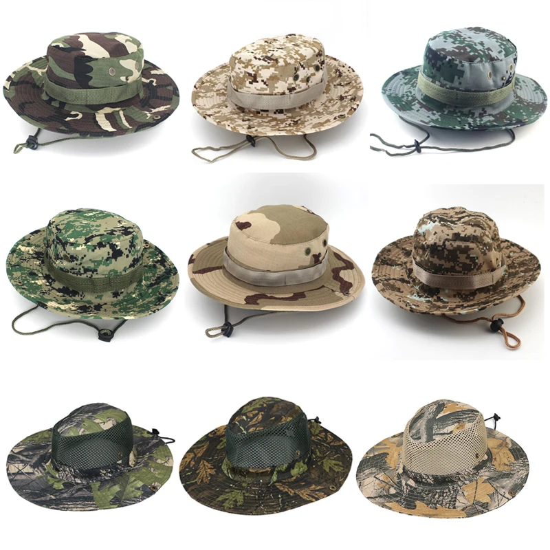 

Camouflage Tactical Cap Military Boonie Hat US Army Caps Camo Men Outdoor Sports Sun Bucket Cap Fishing Hiking Hunting Hats 60CM