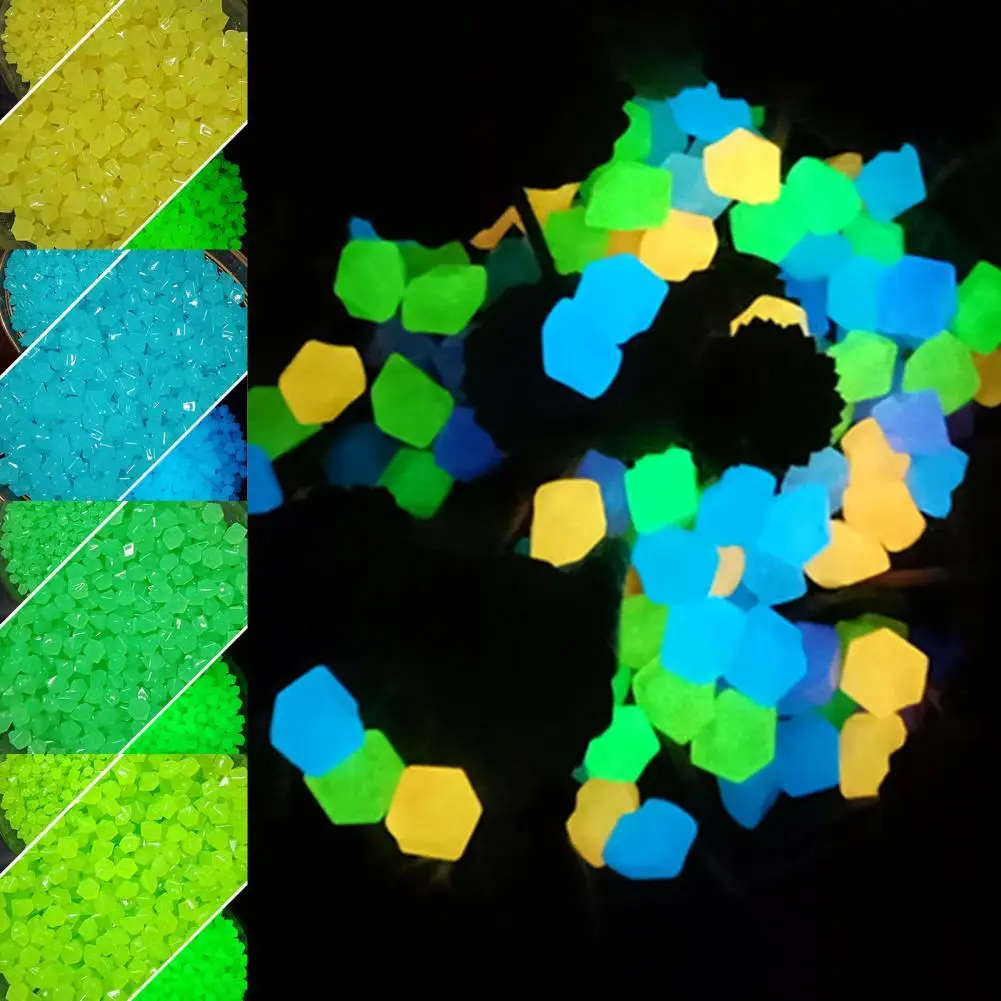 

100Pcs Aquarium Stone Eco-friendly Good Looking Portable Glow in Dark Rhombus Luminous Rock Fish Tank Decoration