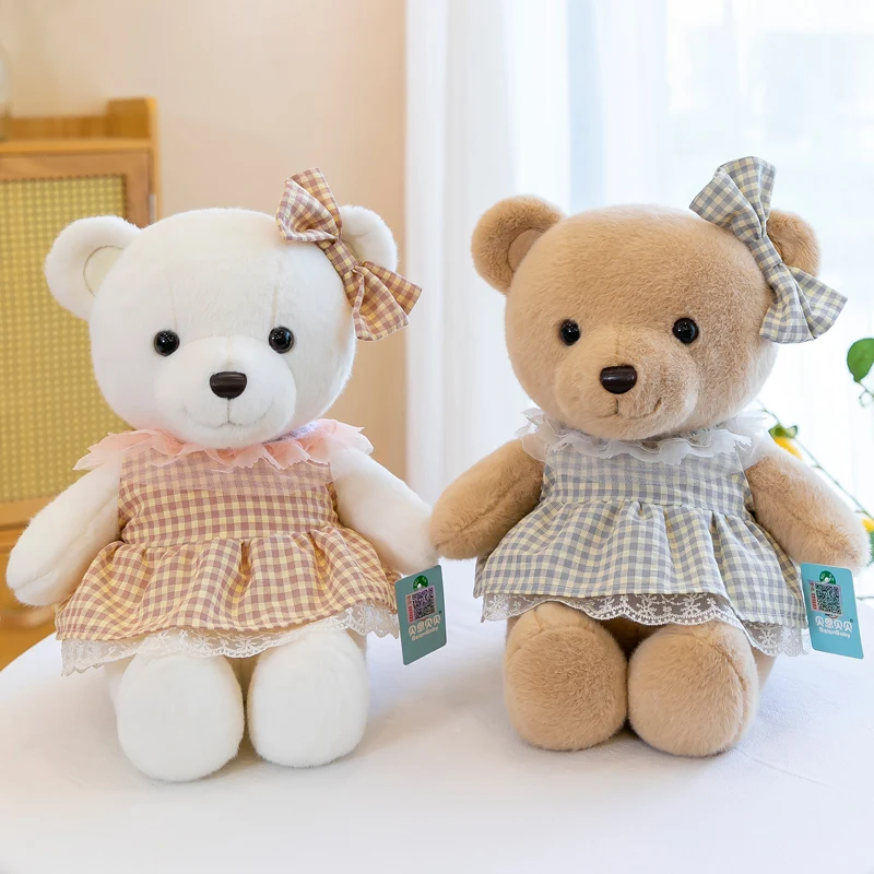 

45cm Cute Soft Grid Bear Pillow Stuffed Plush Toys Office Nap Pillow Home Comfort Cushion Child Decor Christmas Gift Doll