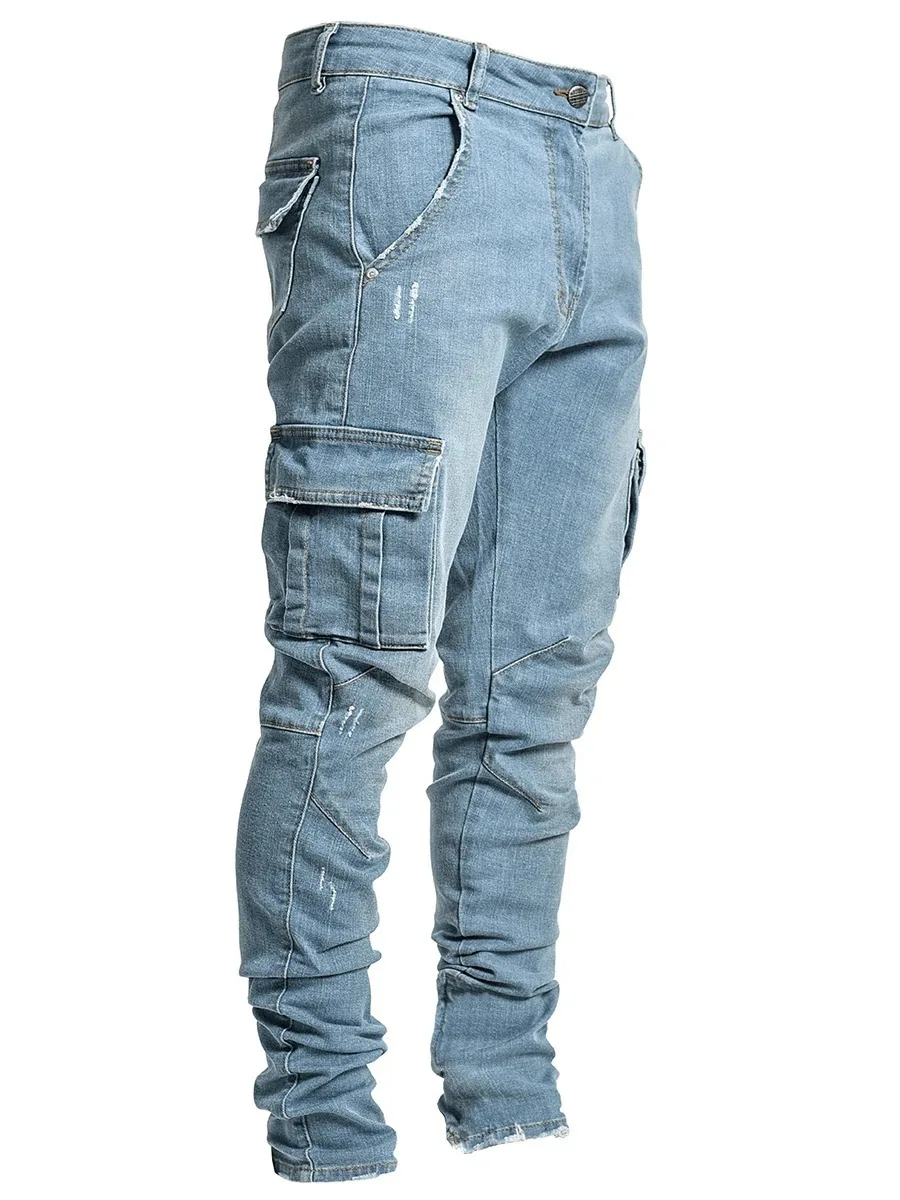 Blue Jeans Men High Quality Stretch Skinny Denim Pants 2023 Spring Autumn Fashion Classical Jeans For Men Side Pocket