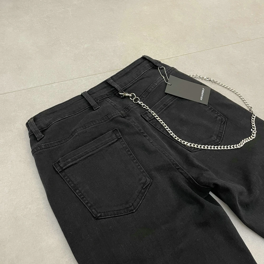 Мужские и женские джинсы с вышивкой логотипом ASKYURSELF высококачественные черные