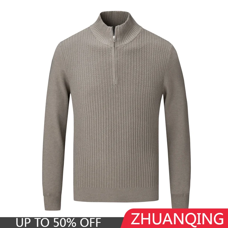 

High Quality Half Zipper Sweater 2023 Winter Knitted Sweaters Pullover Fashion Jumper Men Clothing Ropa Hombre Roupas Masculinas