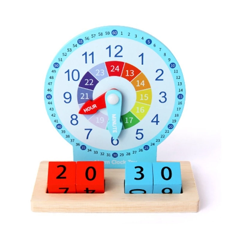 

Children Montessori Teaching Clock Toys Kid Time-Learning Kindergarten Alarm Clock Toy for Baby School Early Development P31B