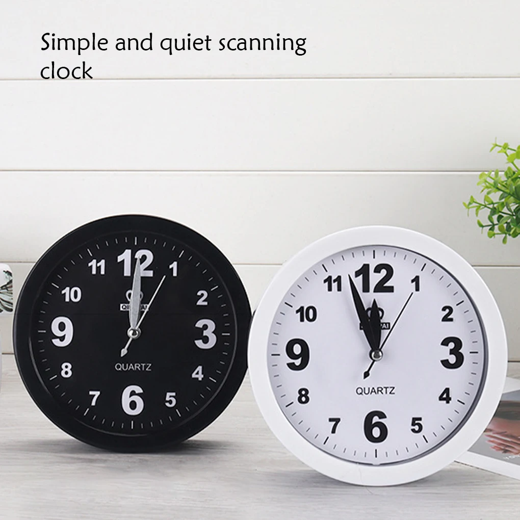 

2pcs Round Silent Scanning Wall Clock Clocks Adjusting Knob Wear-resistant Durable Table Clocks Watch Decor for Outdoor