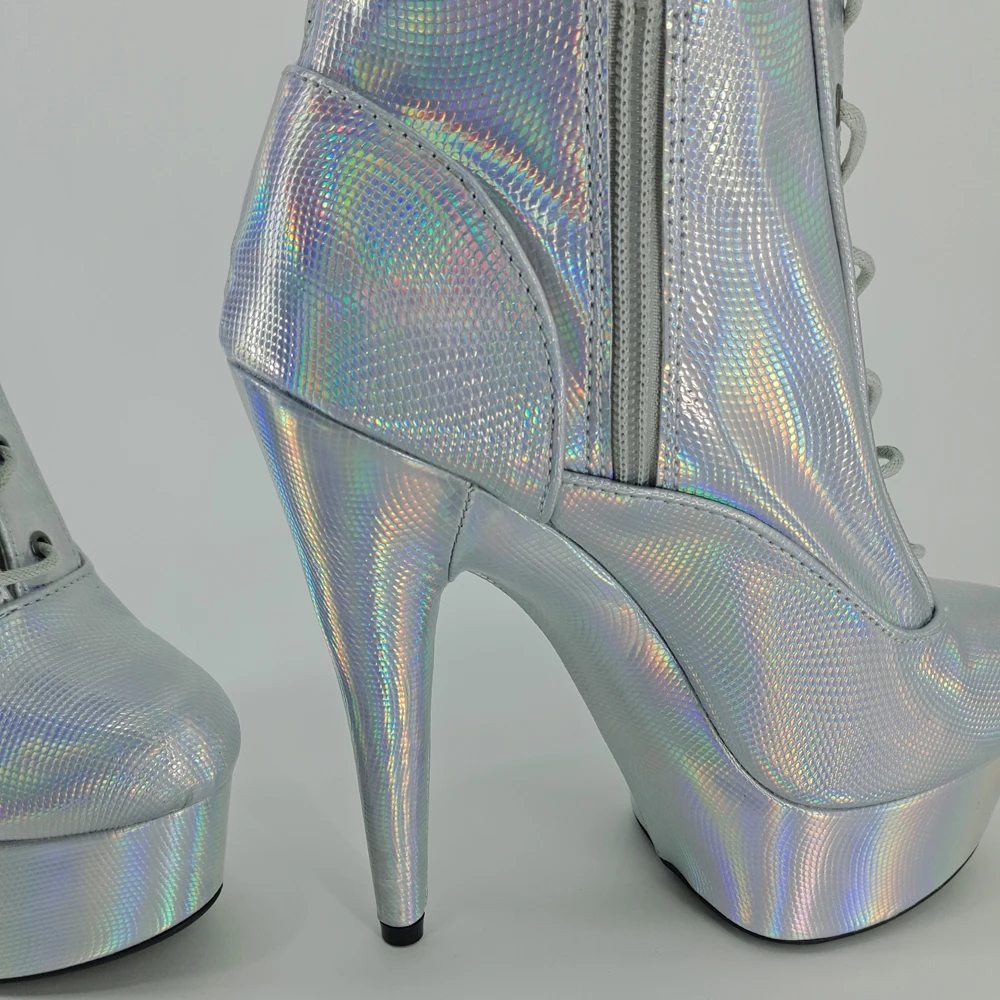 Leecabe 15cm/6inch Pole dancing sexy over knee-high boots with holo color sexy dancer pole dancing  boot