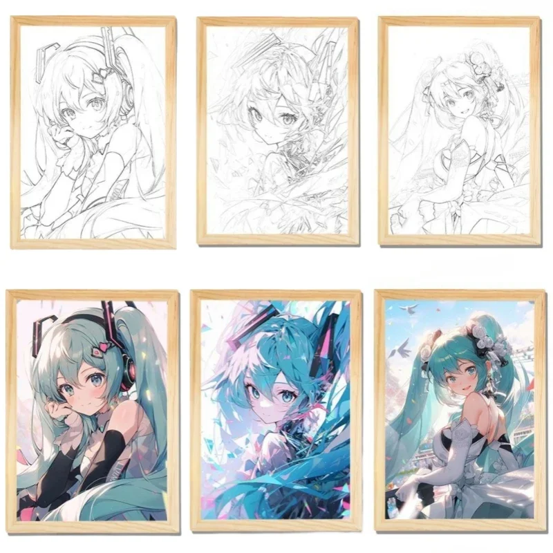 

Hatsune Miku Night светильник аниме, милая мультяшная фоторамка со светодиодной подсветкой, японская милая девочка, украшение в виде сердца, праздничный подарок, Новинка