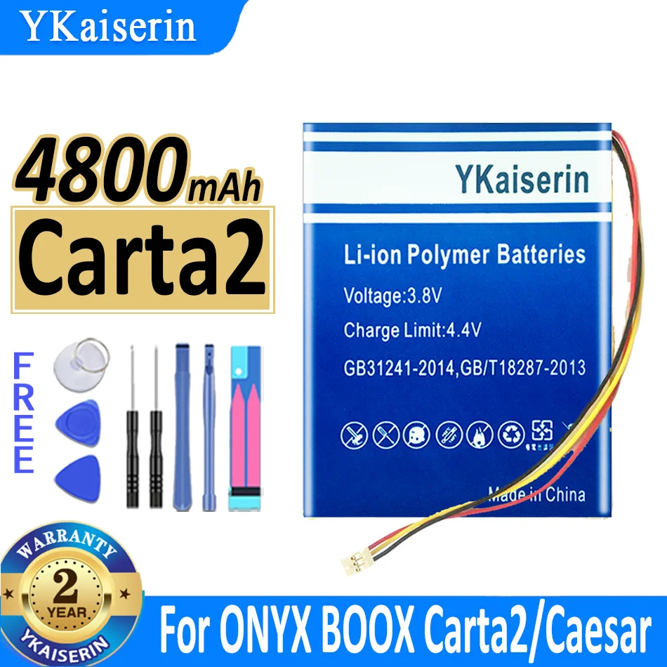 

4800mAh YKaiserin Battery Carta2 For ONYX BOOX Carta 2/Caesar II C67ML E-Book Accumulator 3-wire Plug + tools