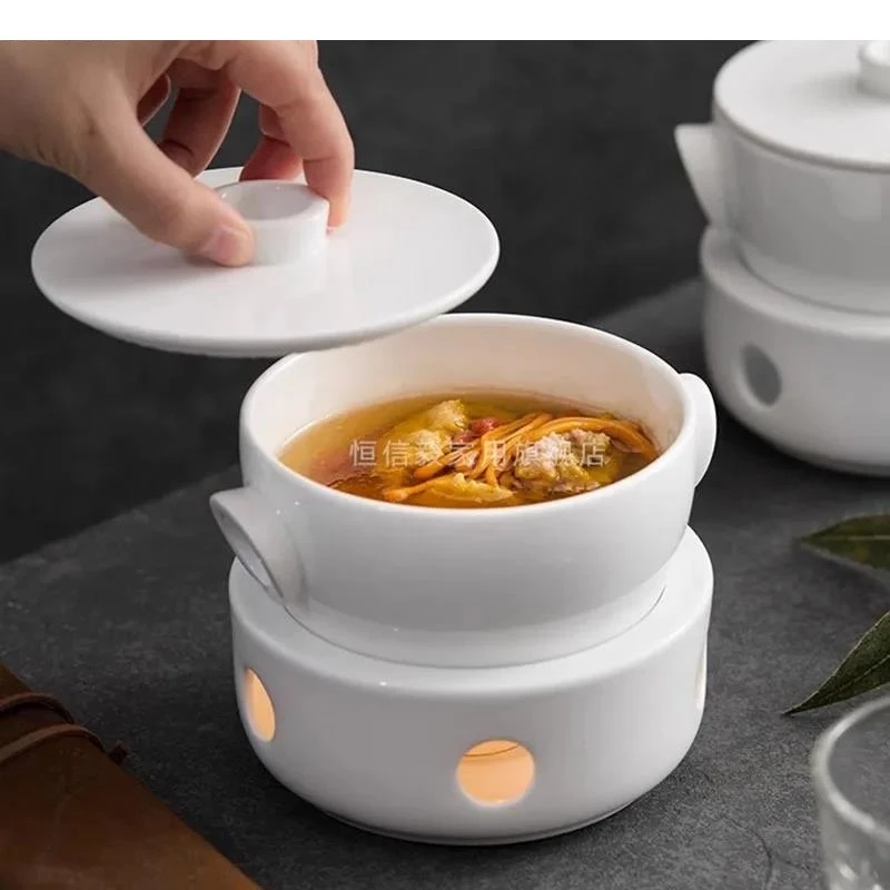 Чистая белая керамическая миска с крышкой изоляционная печь суп десерт миски для