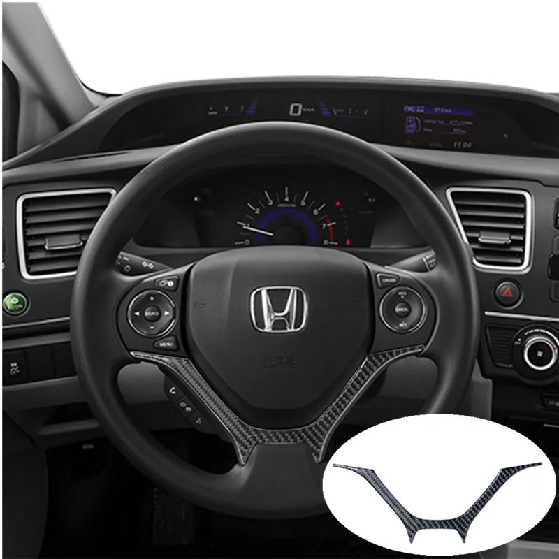 

Car Accessories Interior Decoration Carbon Fiber Stickers For Honda Civic Coupe 2013-2015 Steering Wheel Trim Panel