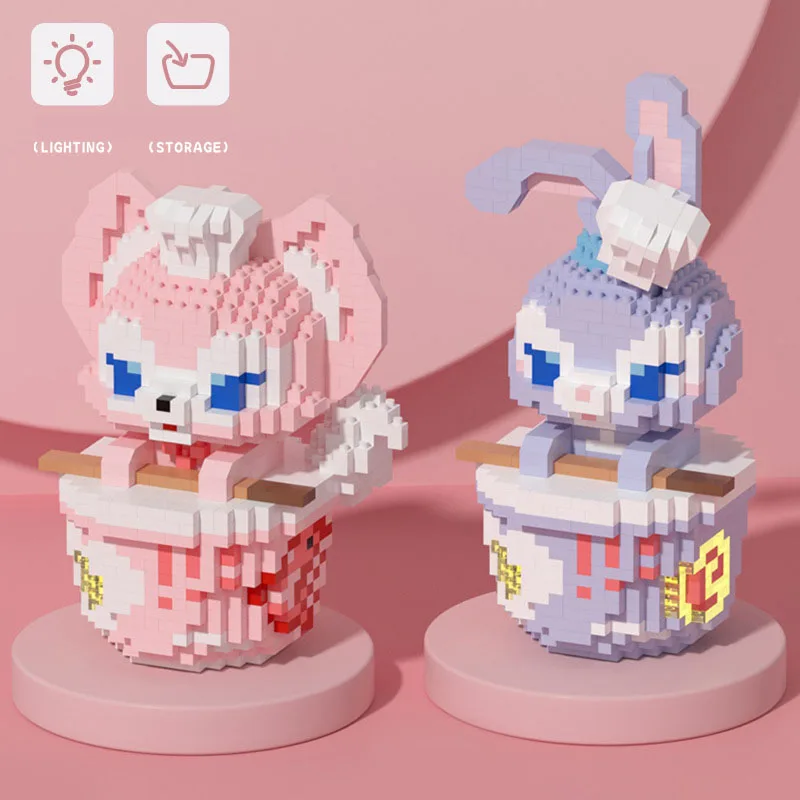 

Сказочная мультяшная фигурка Stellalou, кролик, микро-Алмазный Блок, нанокирпич, линия, лиса, лапша быстрого приготовления, кирпичная игрушка св...