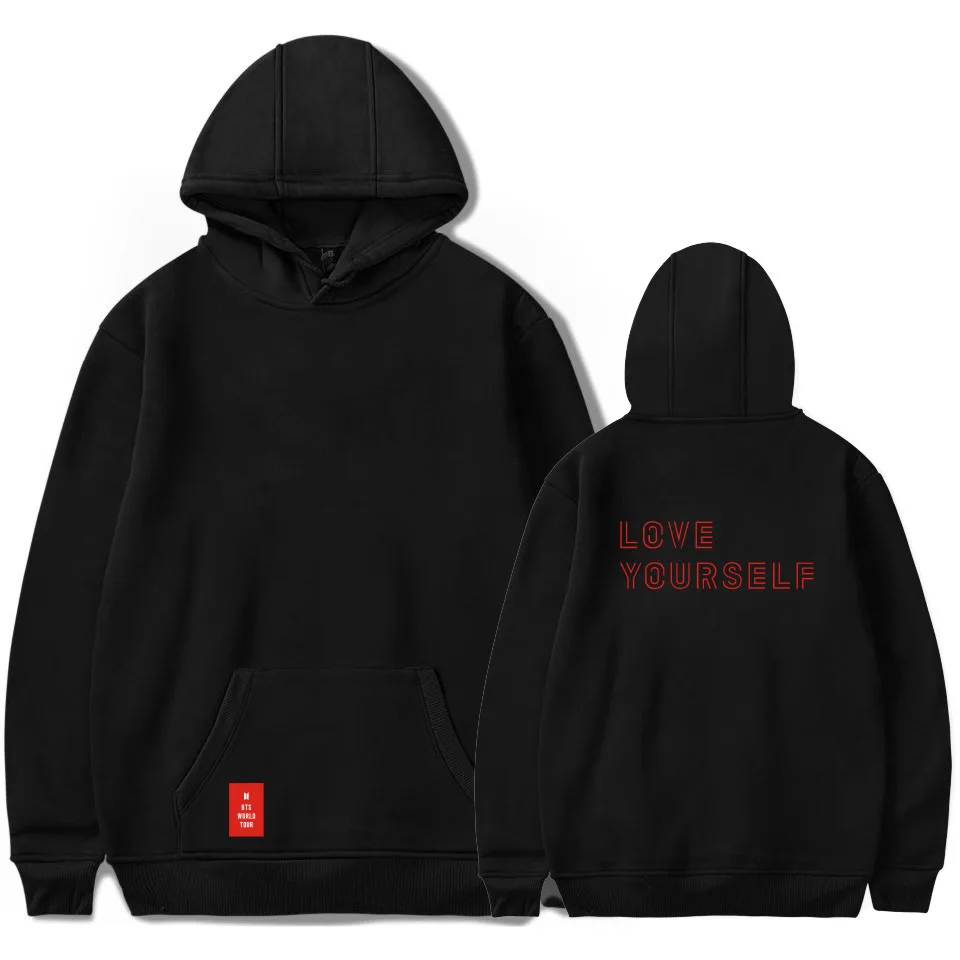 Толстовка с капюшоном и длинным рукавом принтом Love Yourself |