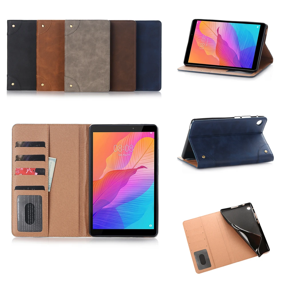 

Vintage Stand Case For Huawei Matepad 10.4 T8 8.0 PU Leather Cover For MediaPad M5 M6 8.4 10.8 T5 10 T3 9.6 8.0 inch