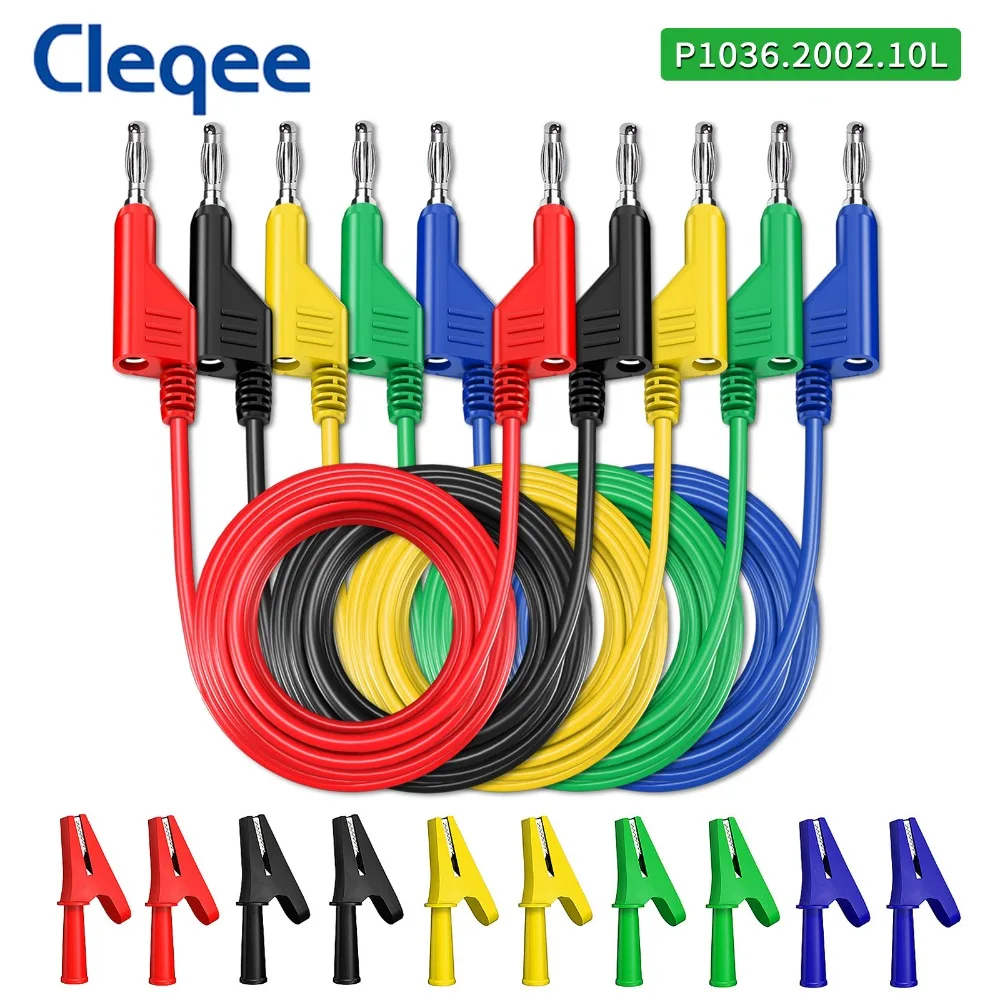 

Cleqee P1036.2002 Series, 15 шт., двойная вилка типа «банан», 4 мм, комплект тестовых проводов для мультиметра с изоляционными зажимами типа «крокодил», 1000 В