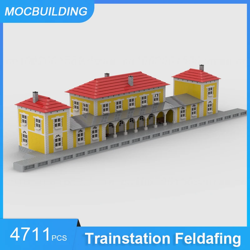 

MOC Building Blocks Feldafing Train Station Yellow Model DIY Assemble Bricks Architecture Educational Creative Toys Gift 4711PCS