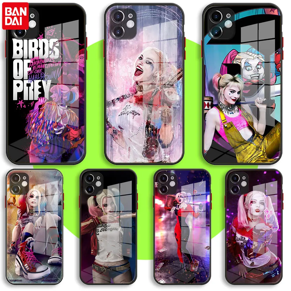 

BANDAI Black Soft Glass Case For iPhone 13 11 12 Mini Pro Max XS XR X 7 8 6 Plus SE2 Silicone Cover Birds of Prey Harley Quinn