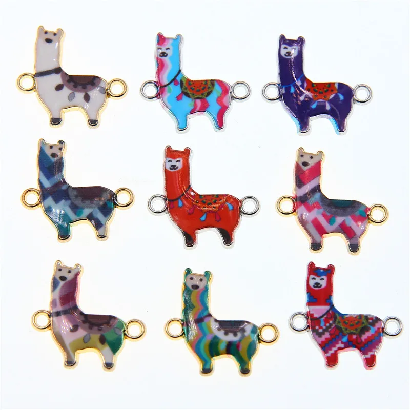 50pcs 22*19mm cute Alpaca Charm Pendant for DIY Jewelry making Accessories  Enamel Charm FOR Bracelets Findings Accessories