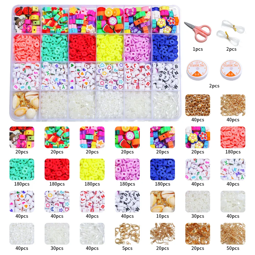 

Soft Pottery Beads Polymer Clay Flakes And Letter Beads For DIY Bracelet Pearl Shell Bead Manual Beading For DIY Jewelry Making