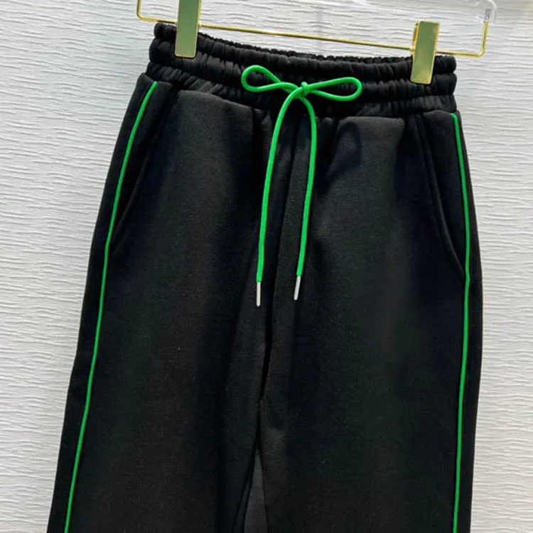 

High-end Solid Jogging Pants for Women Side Striped Cotton Pants Top Quality 3D Cut High Waist Slim Sport Pants Lady Spring 2022