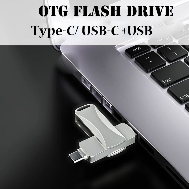 

Metal USB Flash Drive 2-in-1 USB2.0 Type-c Silver OTG Memory Stick 32/64/128/256gb Waterproof Creative U Disk