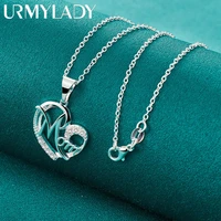 urmylady 925 sterling silver heart aaa zircon pendant 16 30 inch necklace chain for women wedding fashion jewelry