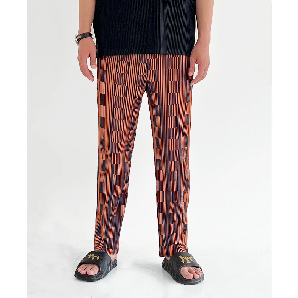 MI TEMPIO Man Casual Baggy Plaid Pants Japanese Fashion Pleats Trousers for Men Harajuku Hologram Pant Men's Streetwear Clothing