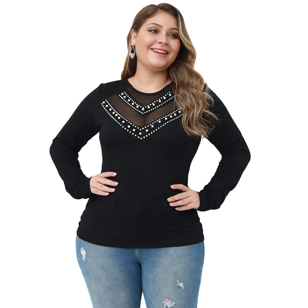 

Black Plus Size Top for Women Shirt 4xl Women Clothing Camisa Mujer Talla Grande Blouse Femme Bluzki Damskie Z Długim Rękawem