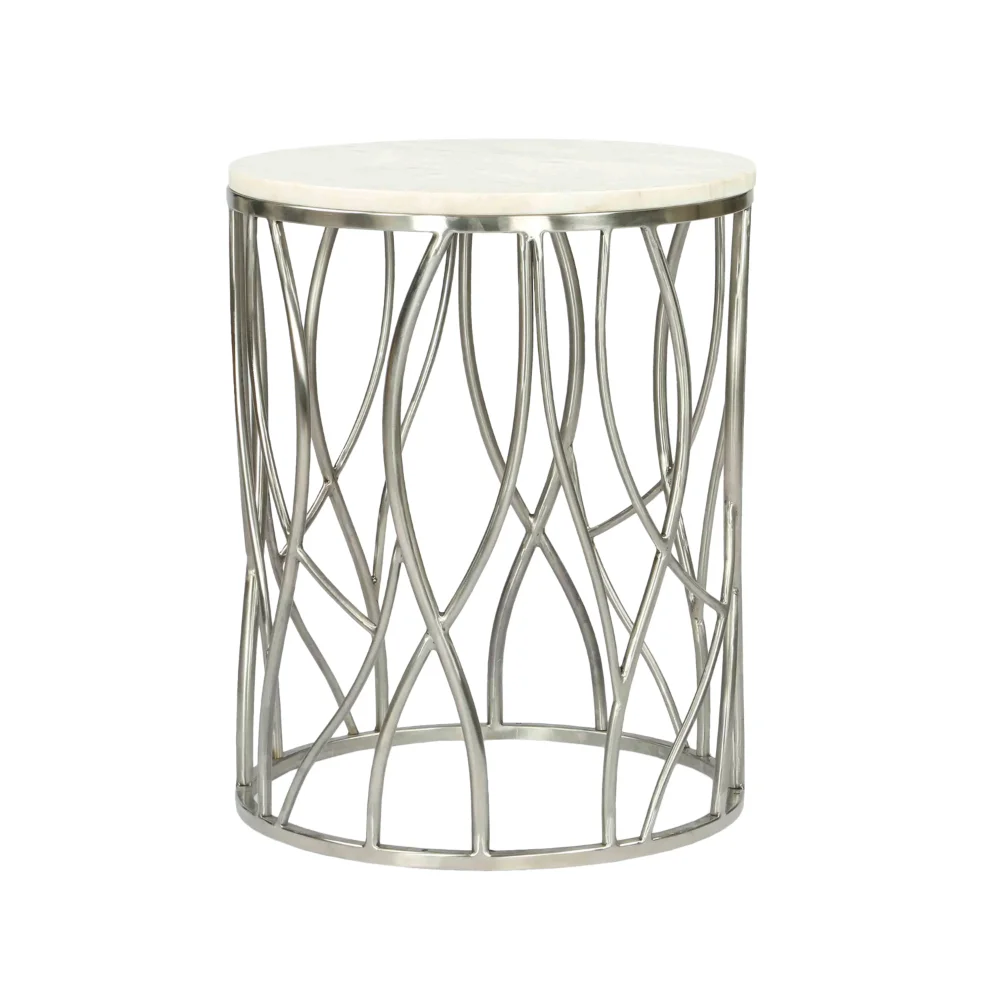 

Marble, Stainless Steel Round Marble End Table with Stainless Steel Base