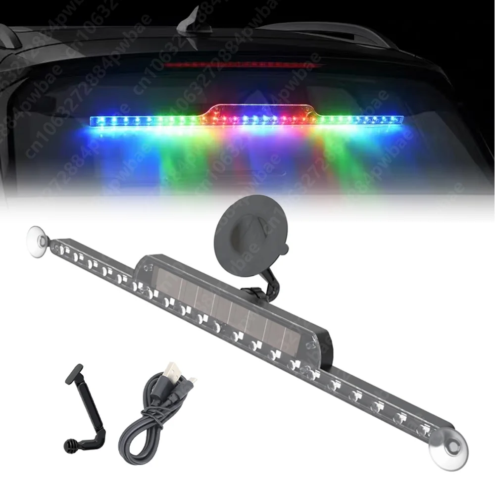 

Solar LED Strobe Police Lights Car Interior Ambiance Lights Anti Collision Light for Automobile Emergency Grill Warning Lamp Bar