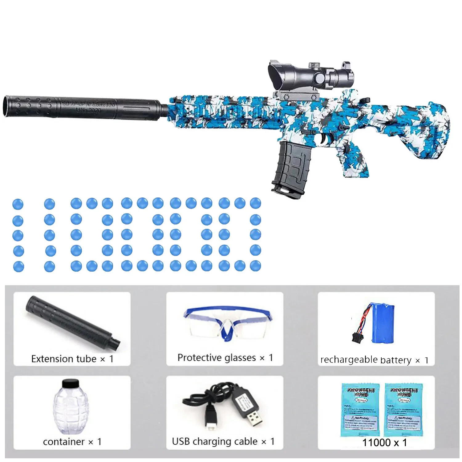 Электрический брызговик M416 гелевый бластер с 11000 водяными бусинами для активного