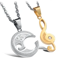 pure steel matching titanium steel necklace for lovers