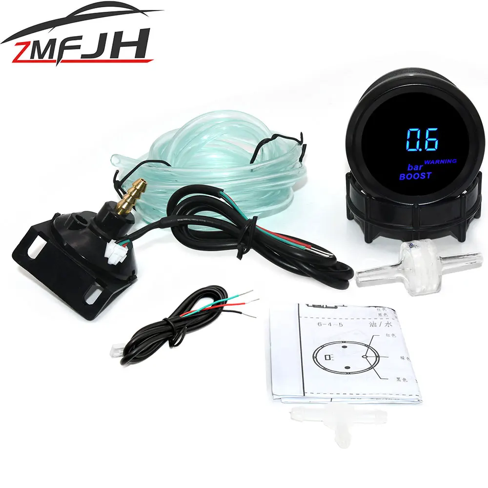 

2" 52mm Car Digital Turbo Boost Gauge -14-30 PSI -1-2 BAR Auto Car Turbo Boost Gauge with warning light Blue LED for 12V Car