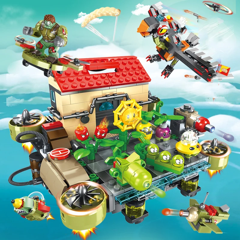 

Toys For Children Zombies Blocks Battle of the Sky Building Crazy Backyard Zombie Attack Set Model Brick