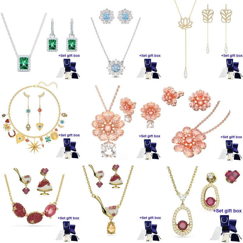 

Fashion Trend High-quality Jewelry Ladies Necklace Earrings Set Exquisite Gift Box To Enhance Temperament Free Shipping