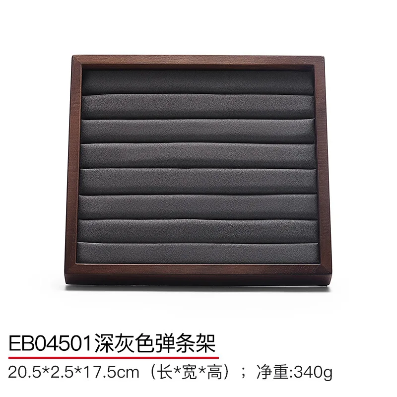 Solid Wood Jewelry Display Tray with Microfiber Jewelry Organizer Storage Tray for Necklace Bangle Earrings Ring Pallet