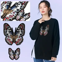 21cm embroidered butterfly clothes patch sew on iron on sticker for t shirt hoodie coat diy clothing repair patch accessories
