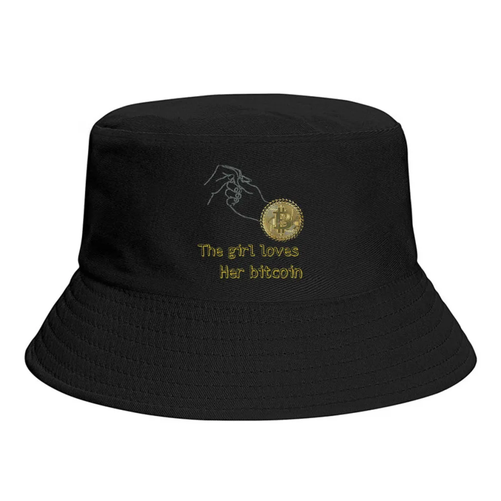 

Autumn The Girl Loves Her Bit Coin Bucket Hat for Boys Girls Fashion Bitcoin Digital Currency Fisherman Hat Hiking Caps