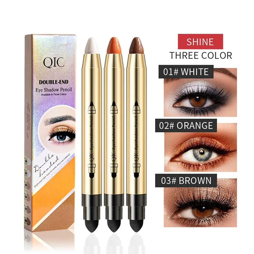 

2-in-1 Double Head Eyeshadow Stick High Light Stick Pearlescent Silkworm Eyeshadow Pen Lasting Waterproof Shiny Pigment Cosmetic