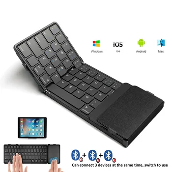 MISSGOAL Hebrew/Korea/Russia Wireless Folding Keyboard with Touchpad Rechargeable Foldable Bluetooth Keyboard for Tablet Ipad 1