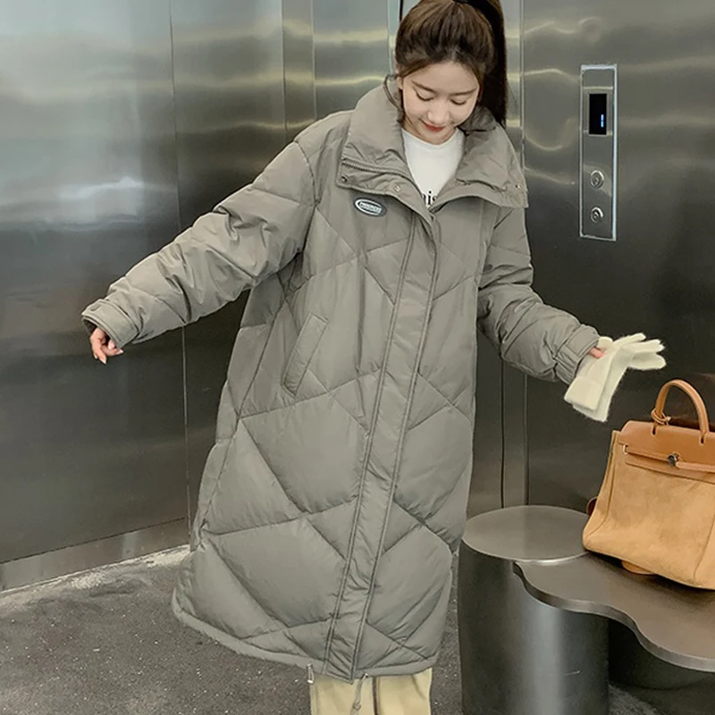Mid Length Jacket 2022 Winter Ladies Coat Warm Thick Hooded Down Cotton Pie Overcome Coat Ladies Casual Loose Winter Coat